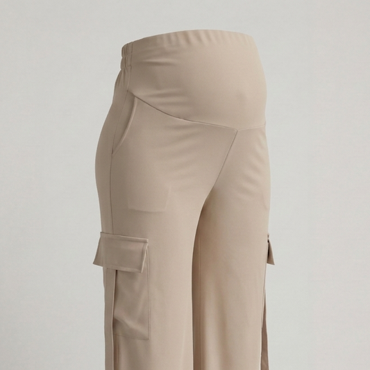 pantalón materno palazzo cargo detalle ohmama