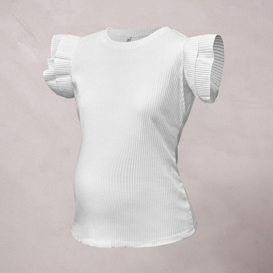 Blusa de Maternidad y Lactancia Manga Volantes Ohm - Ohmamá Ropa de Maternidad