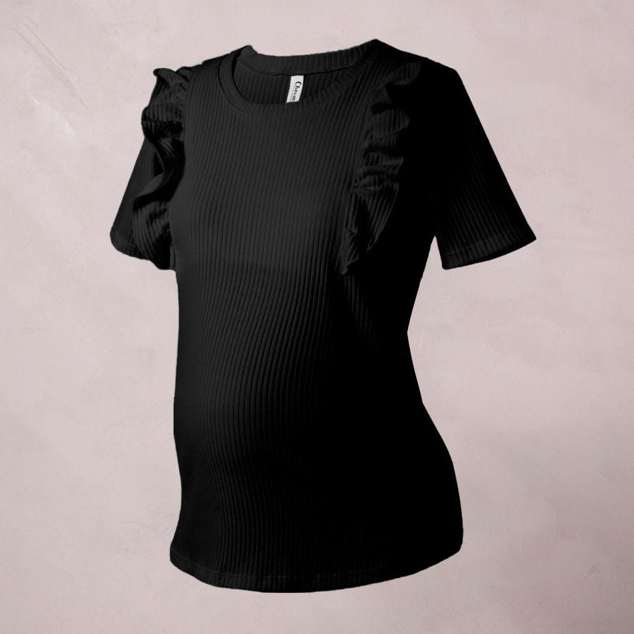 Blusa de Maternidad y Lactancia Volantes Rib - Ohmamá Ropa de Maternidad