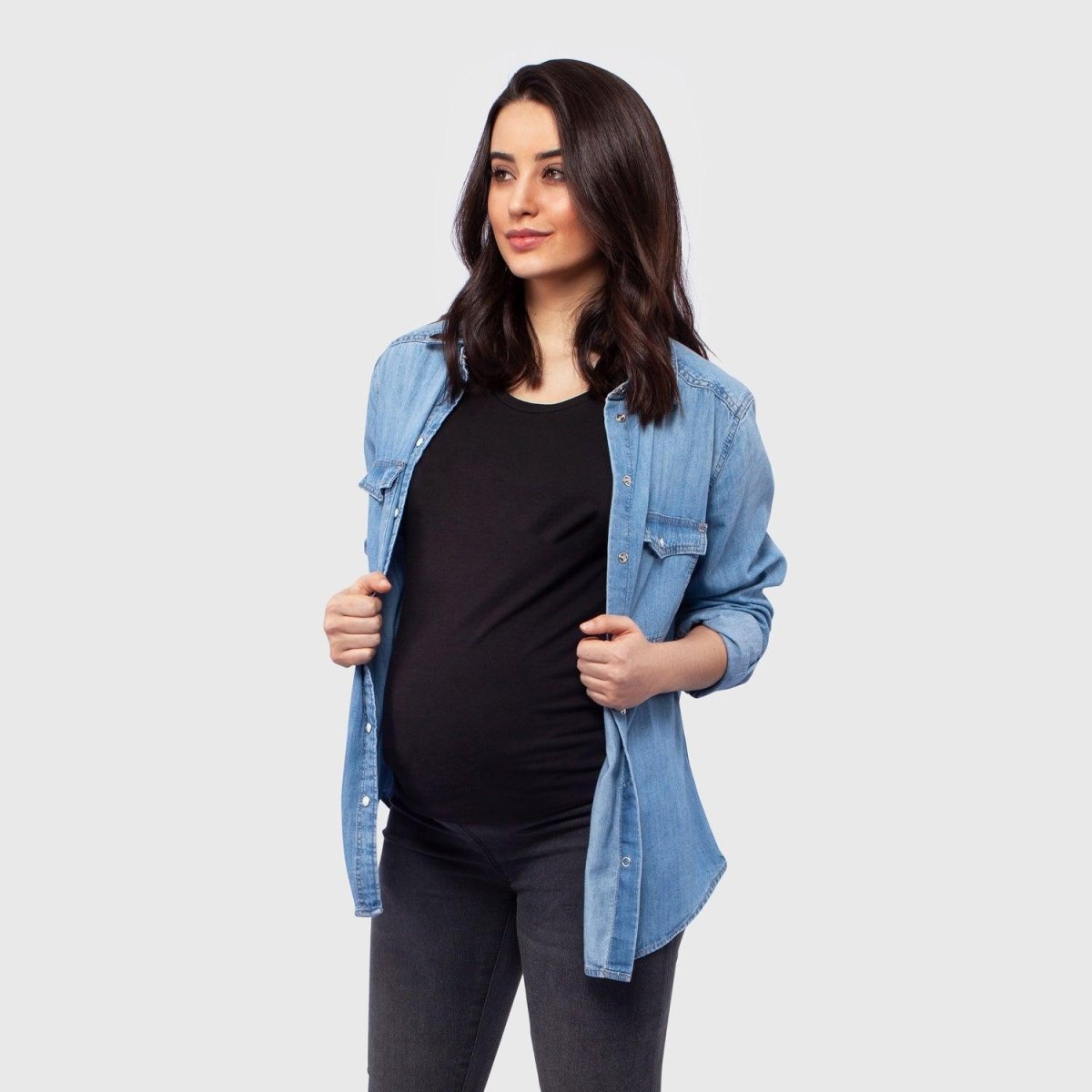 Camiseta de Embarazo Premium Pliegues Laterales Ohm - Ohmamá Ropa de Maternidad