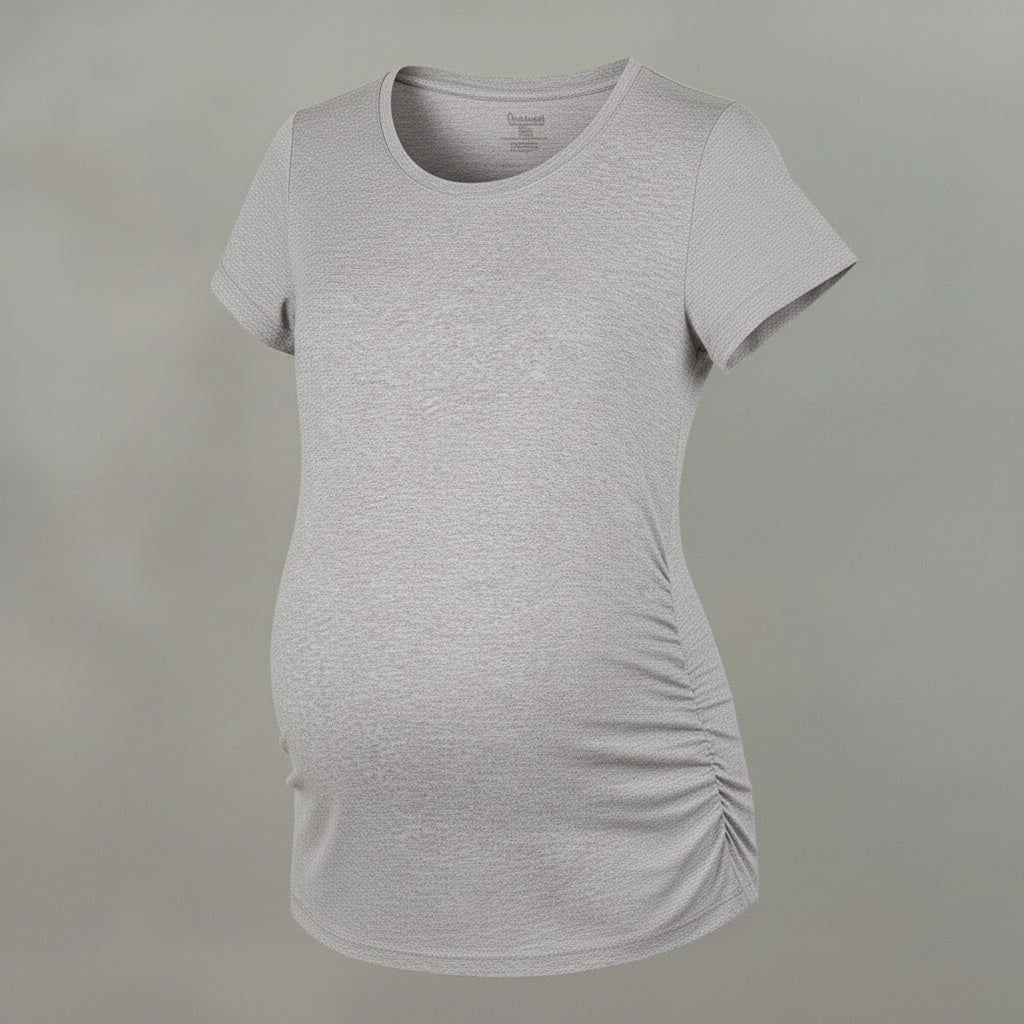 camiseta marterna pliegues laterales manga corta gris ohmamá