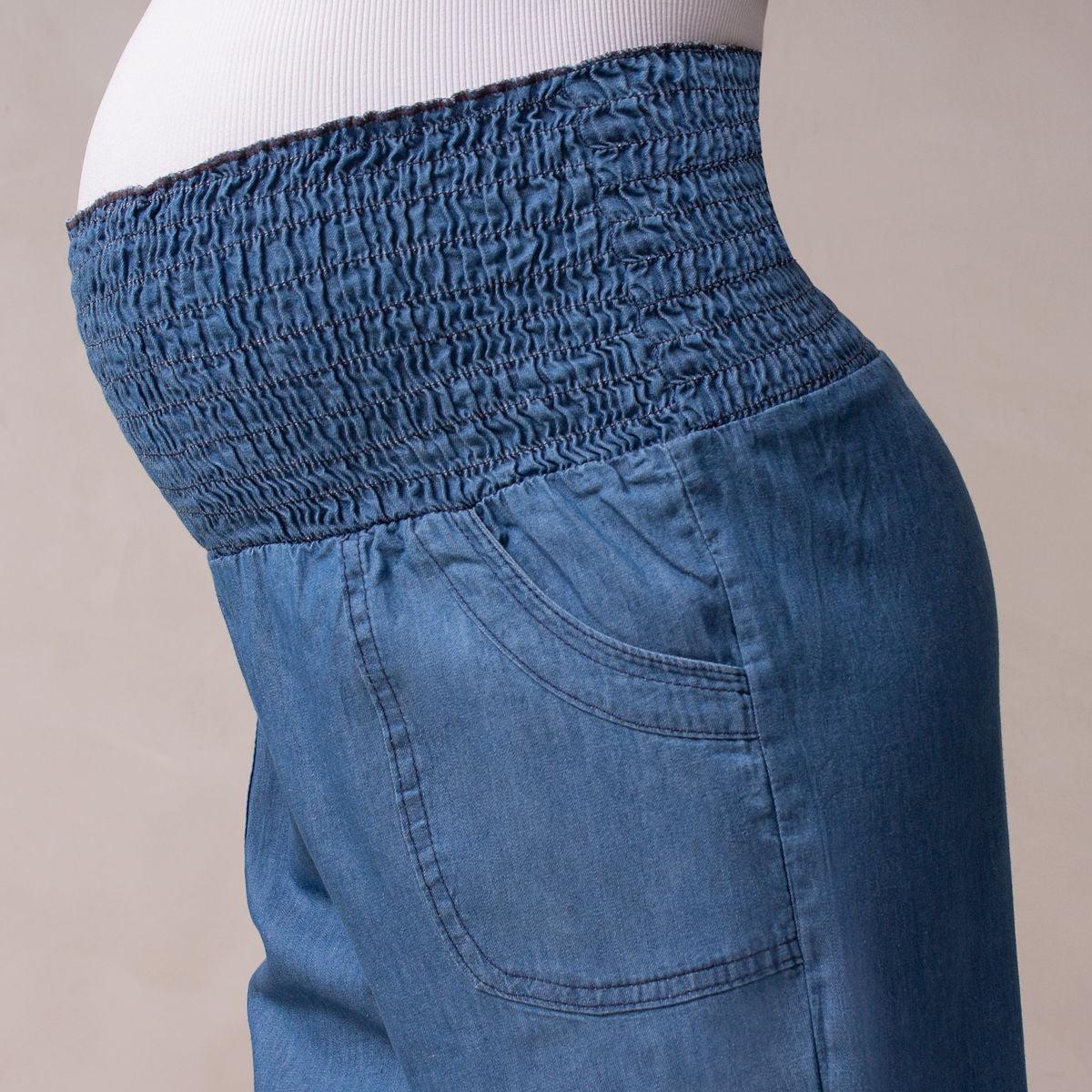 cintura elástica pantalón materno efecto denim