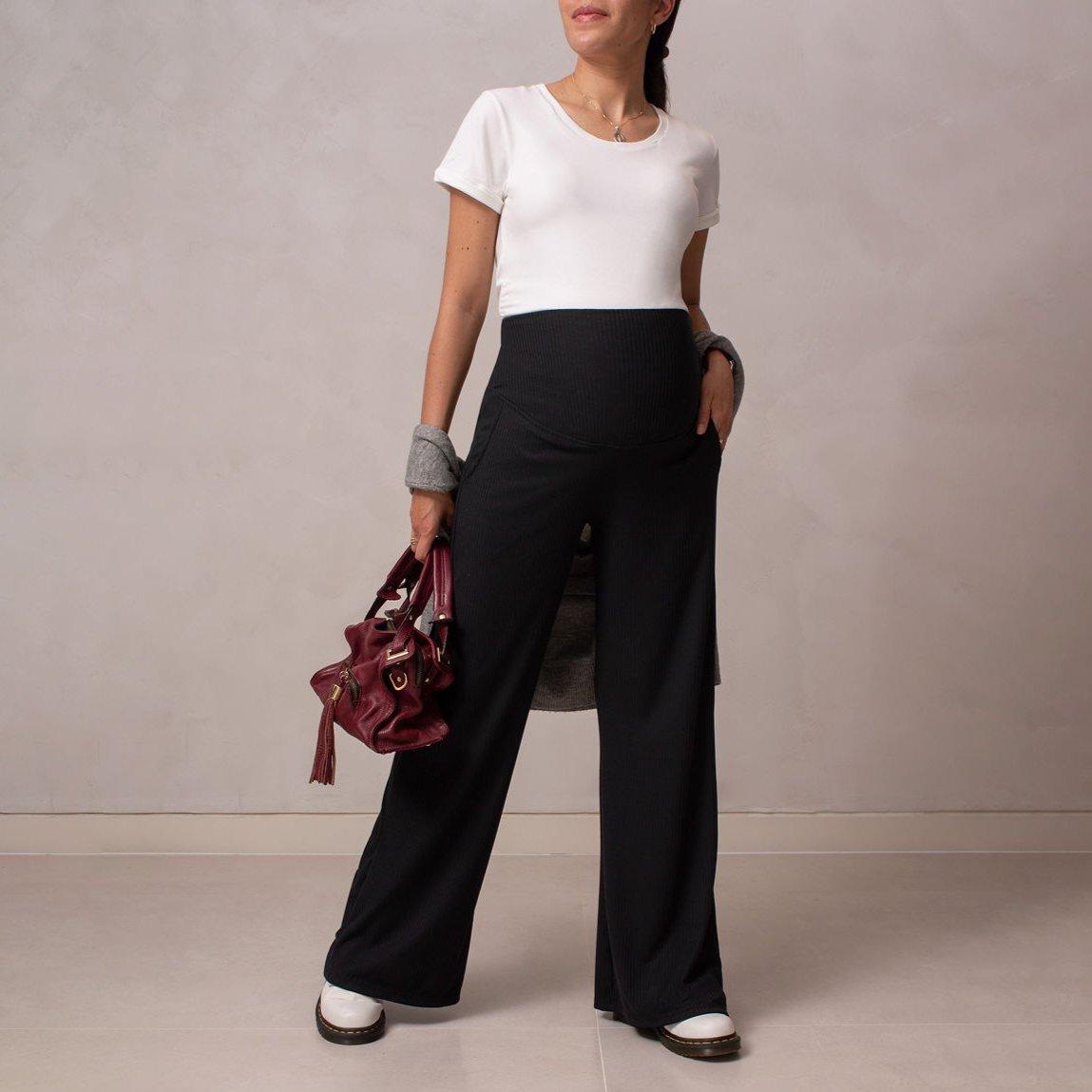 Pantalón Materno Palazzo Rib Ropa Materna Ohmamá Colombia