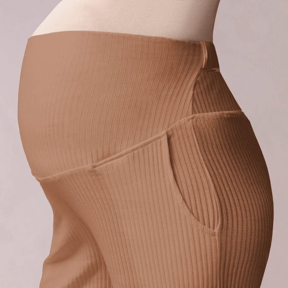 pantalon maternidad palazzo rib moca