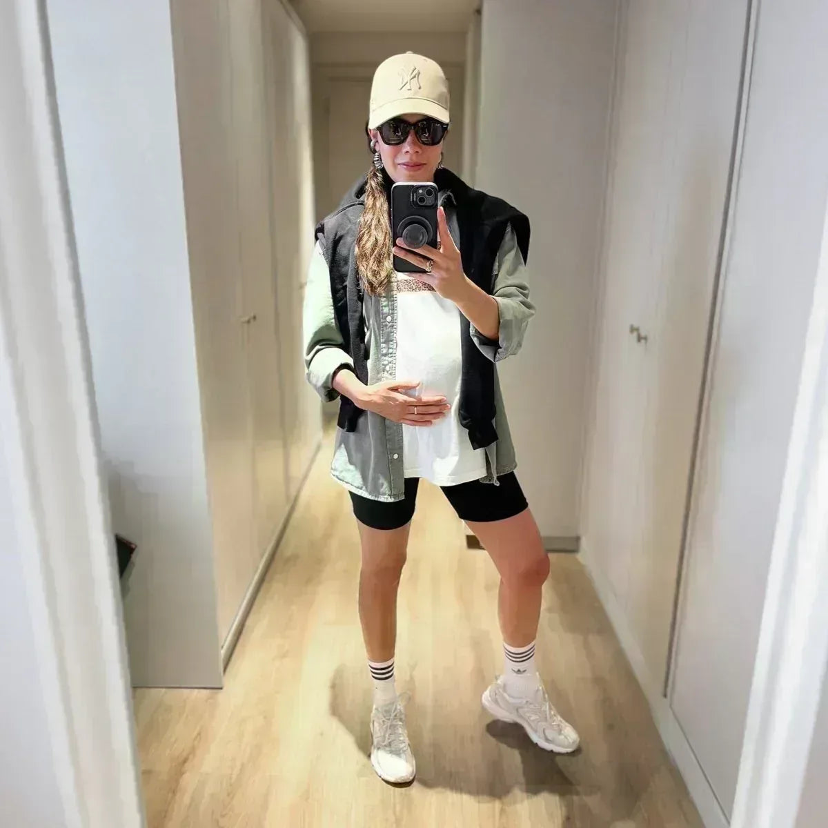 short maternidad biker cintura alta