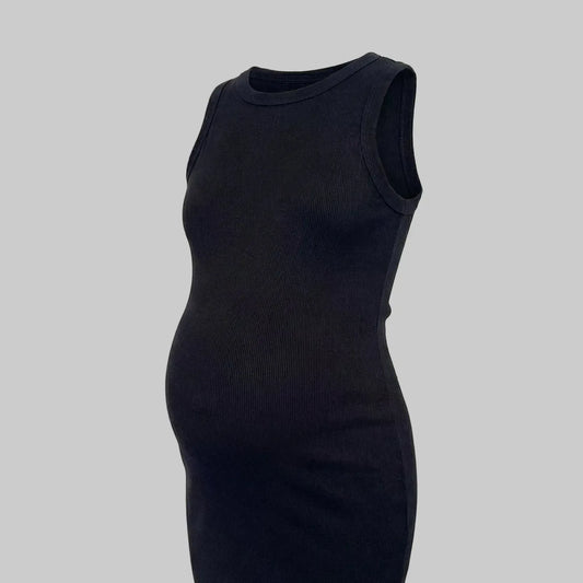 detalle tejido acanalado vestido maternidad