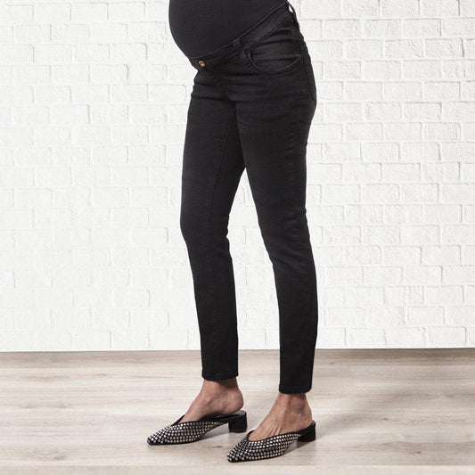 jean maternidad bota ajustada negro