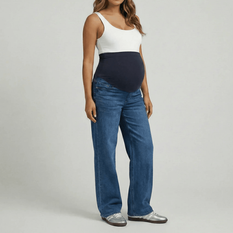 Jeans materno loose fit azul medio 
