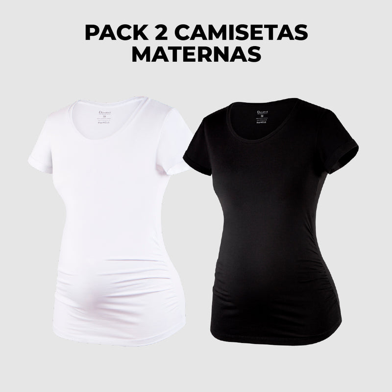Pack 2 Camisetas de Embarazo pliegues laterales Ohm