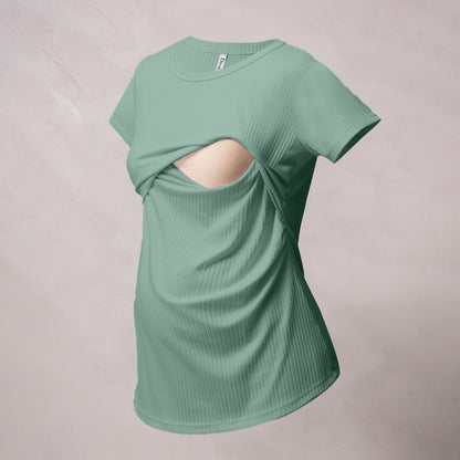Blusa de Maternidad y lactancia verde agua