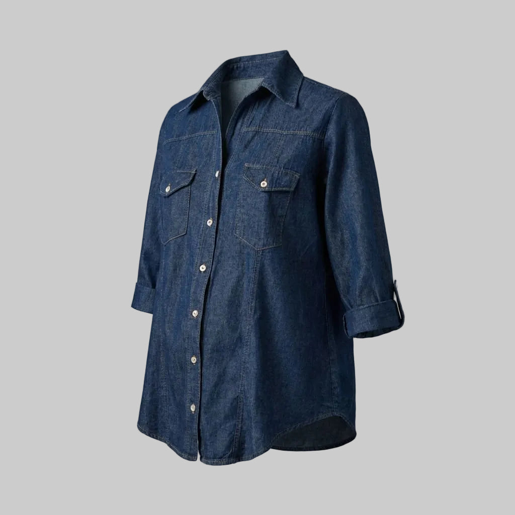 camisa de maternidad en denim mangas 3/4