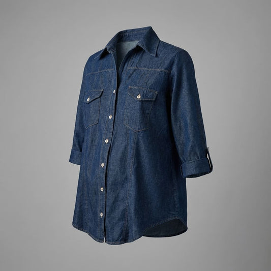 camisa de maternidad en denim mangas 3/4