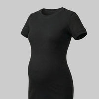Detalle vestido de maternidad manga corta negro