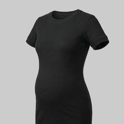 Detalle vestido de maternidad manga corta negro