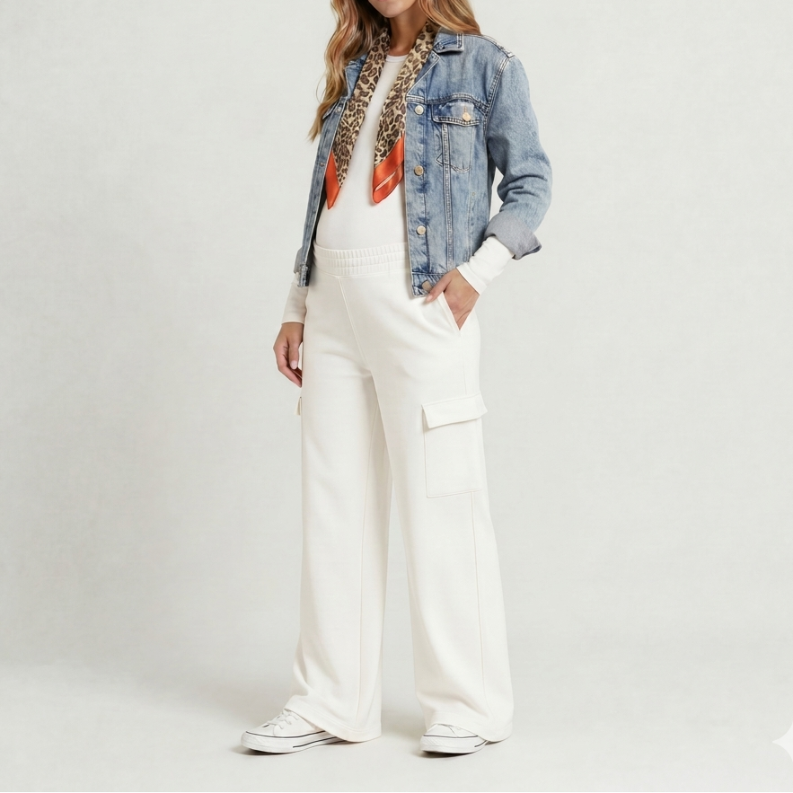 Jogger de maternidad casual cargo – cintura elástica y bolsillos
