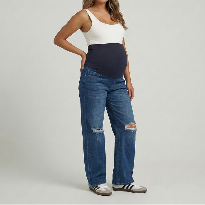 Jean materno loose fit rotos ohmamá