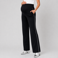 Pantalón de maternidad palazzo oficina – cintura alta - Negro raya blanca