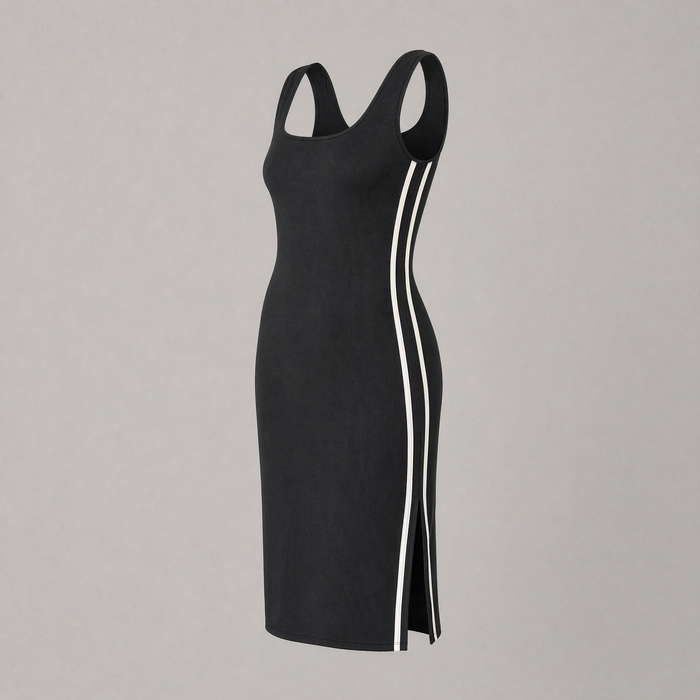 Vestido de Maternidad Raya deportiva- ajuste elástico y caída fluida