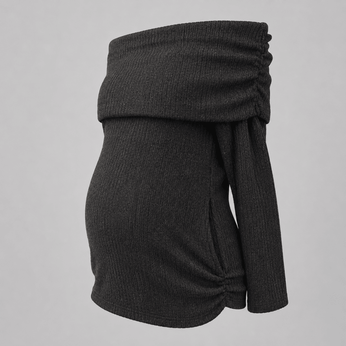 Blusa materna en tejido de punto cuello bandeja gris oscuro Ohmamá