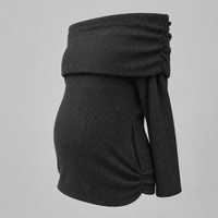 Blusa materna en tejido de punto cuello bandeja gris oscuro Ohmamá