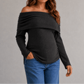 Blusa de maternidad en tejido de punto Rib – cuello bandeja - Gris oscuro