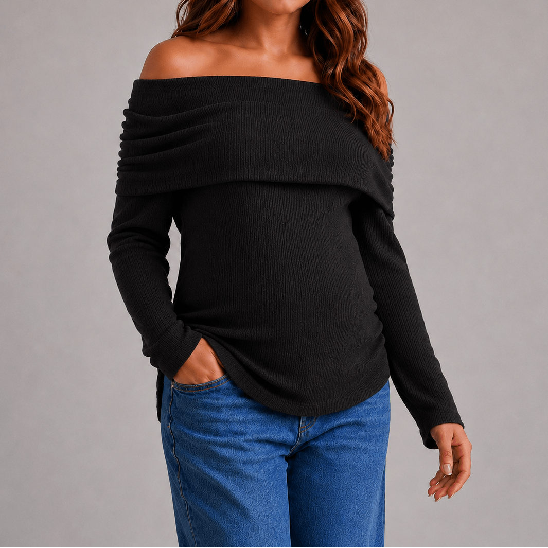 Blusa materna cuello bandeja negra