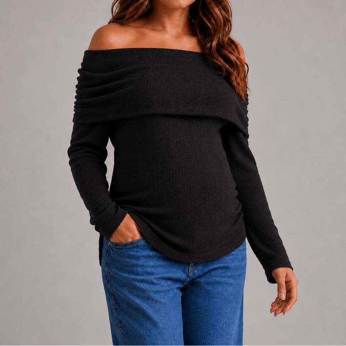 Blusa materna cuello bandeja negra