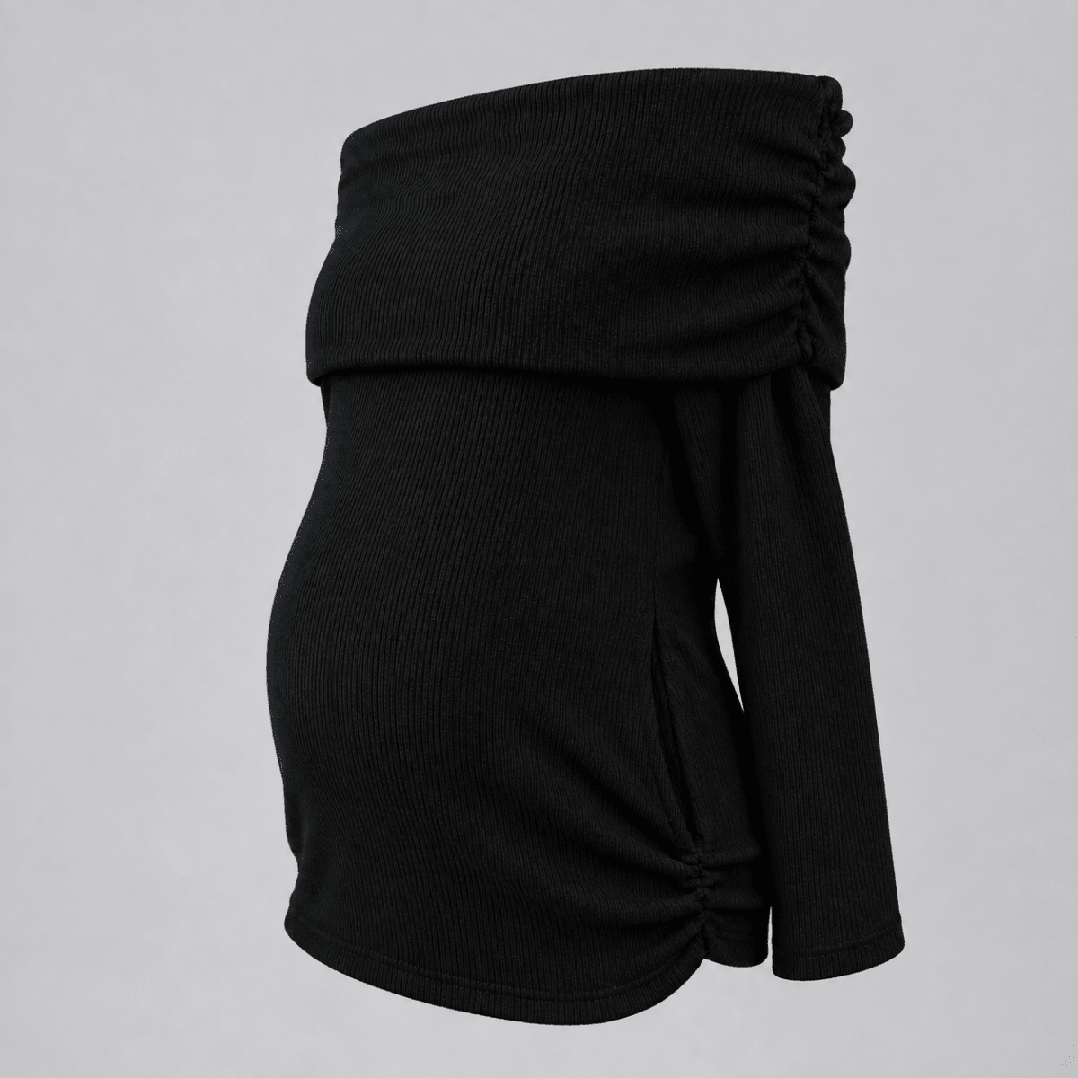 Blusa maternidad cuello bandeja negra detalle 