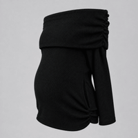 Blusa maternidad cuello bandeja negra detalle 