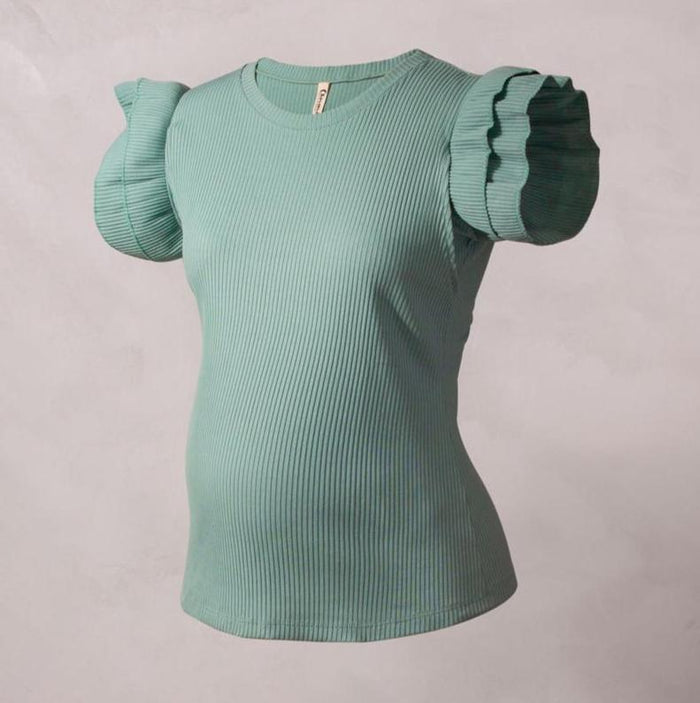 Blusa de Maternidad y Lactancia Manga Volantes Ohm - Ohmamá Ropa de Maternidad