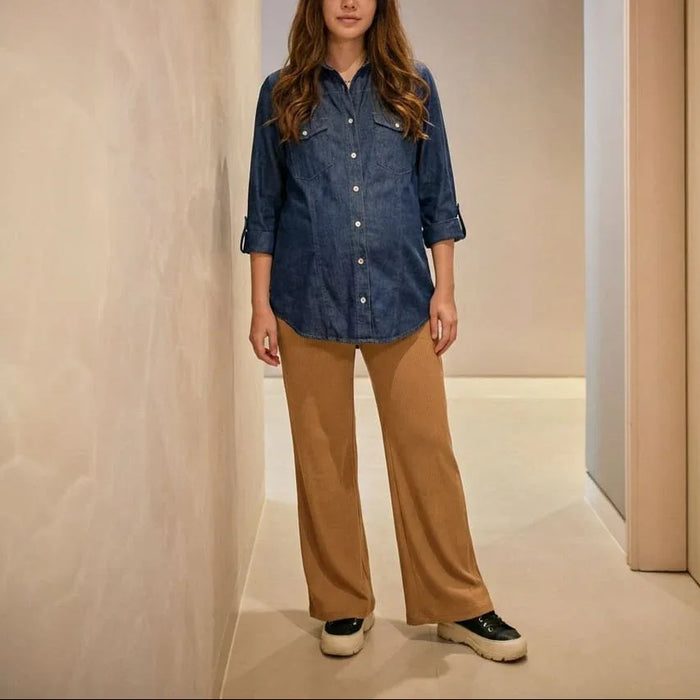 camisa materna denim Ohmamá