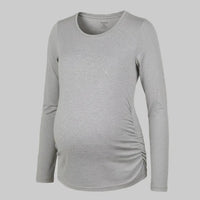 camiseta marterna pliegues laterales manga larga gris ohmamá