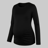 camiseta marterna pliegues laterales manga larga negra ohmamá