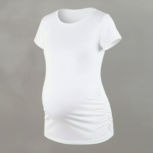 Camiseta de Embarazo Premium Pliegues Laterales Ohm - Ohmamá Ropa de Maternidad