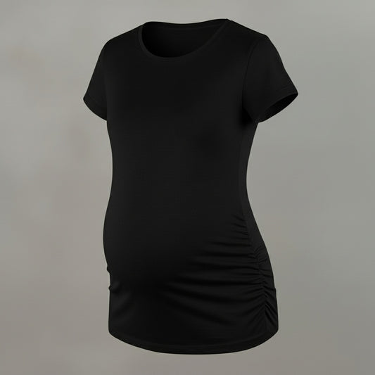 Camiseta de Embarazo Premium Pliegues Laterales Ohm - Ohmamá Ropa de Maternidad