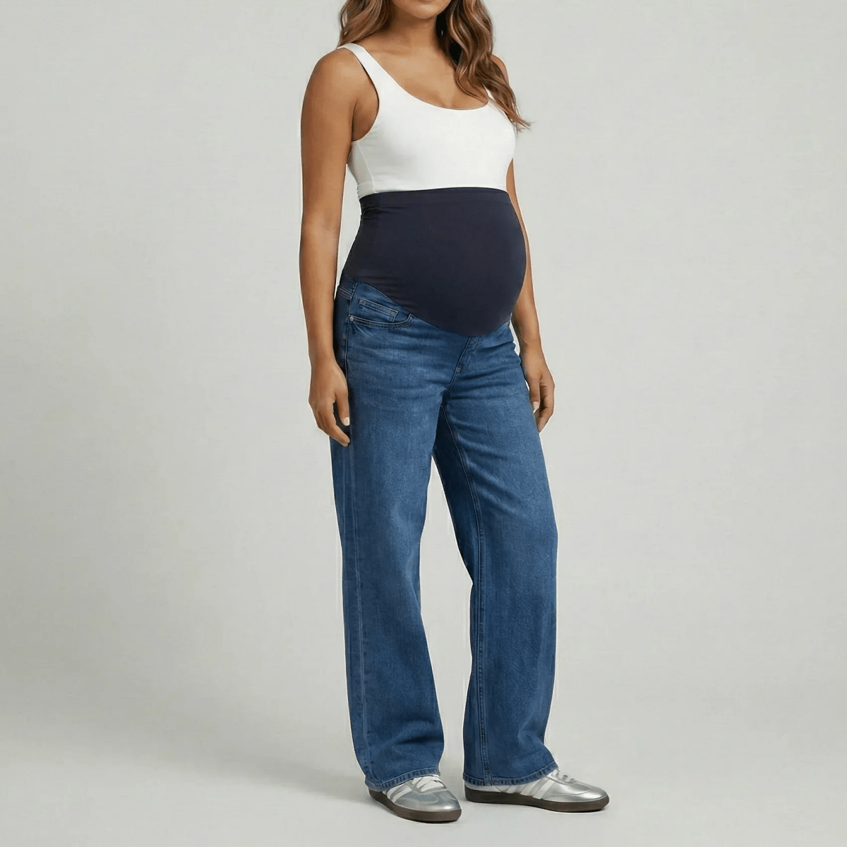 Jeans materno loose fit azul medio 
