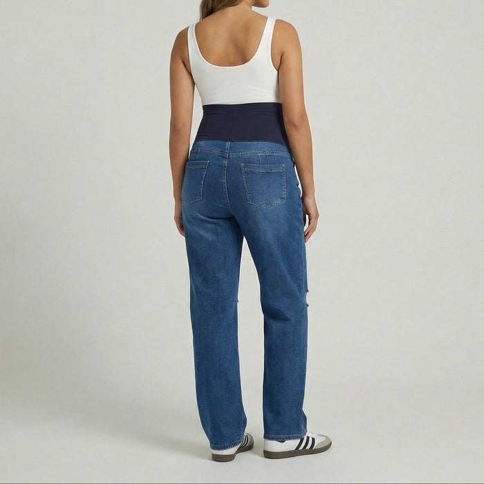Jean de maternidad loose fit rotos detalle espalda 