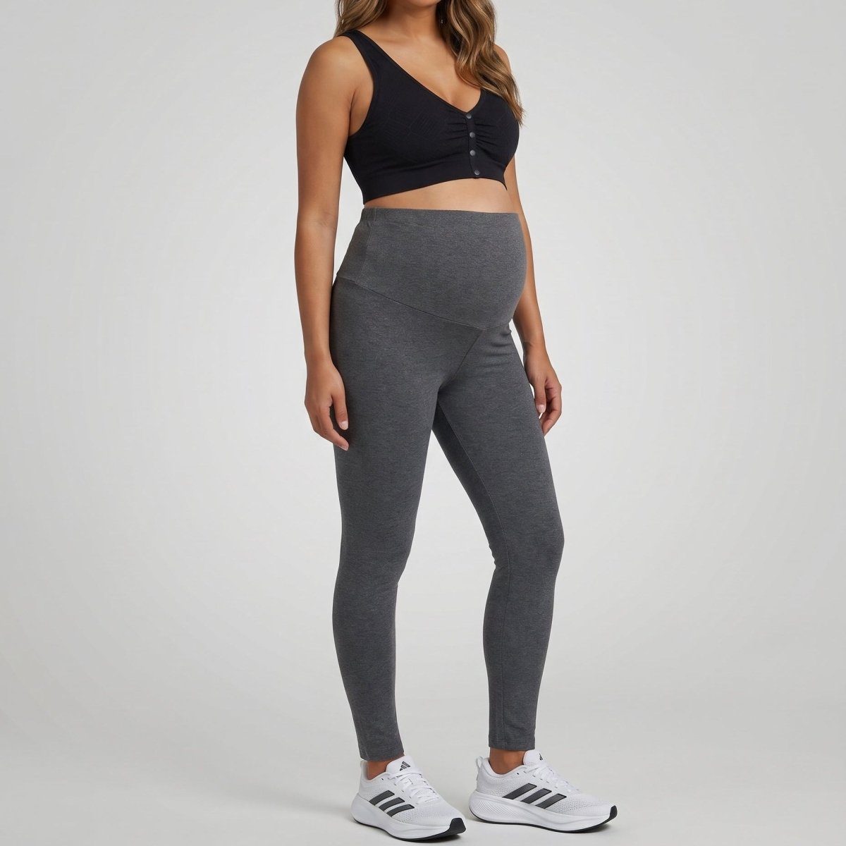 Legging materno algodón gris jaspe look