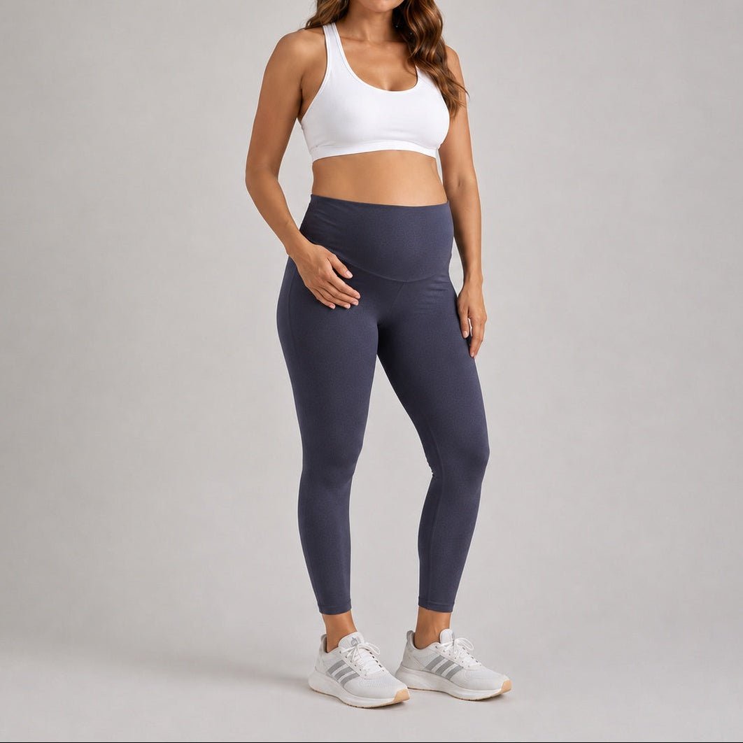 Legging materno essencial gris noche modelo Ohmamá