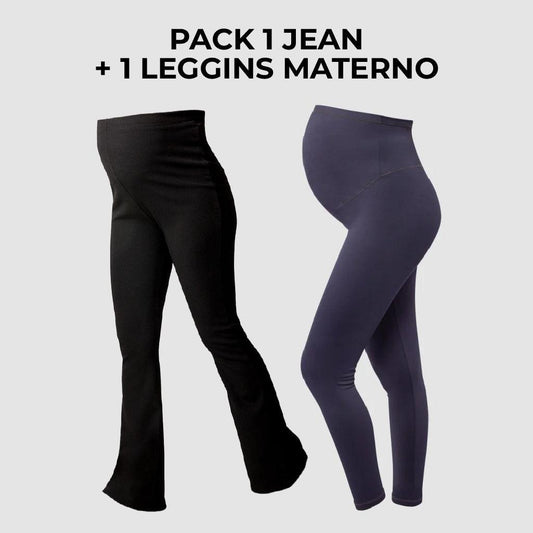 Pack Leggings de Maternidad Bota ancha + Legging Premium - Ohmamá 