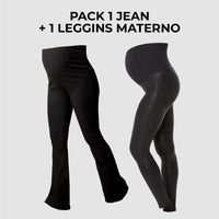Pack 2 Legging de Maternidad Bota ancha + Legging Premium - Ohmamá Ropa de Maternidad