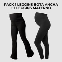 Pack Leggings de Maternidad Bota ancha + Legging Premium - Ohmamá 