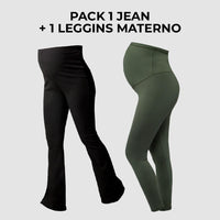 Pack 2 Legging de Maternidad Bota ancha + Legging Premium - Ohmamá Ropa de Maternidad