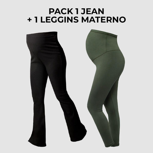 Pack Leggings de Maternidad Bota ancha + Legging Premium - Ohmamá 