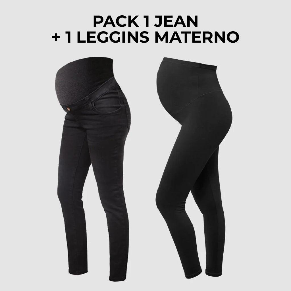 Pack Jean de Embarazo Julia negro + Leggings Premium Ohm - Ohmamá Ropa de Maternidad