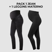 Pack Jean de Embarazo Julia negro + Leggings Premium Ohm - Ohmamá Ropa de Maternidad