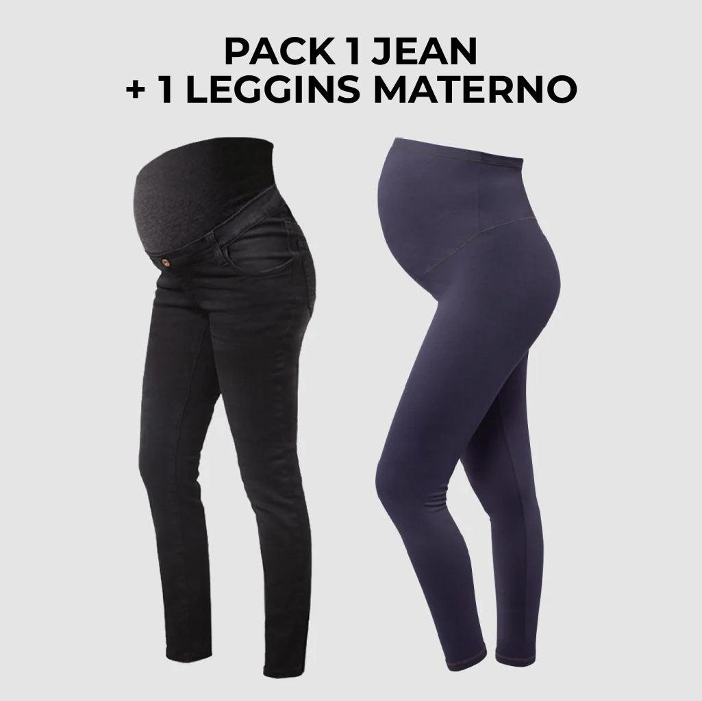 Pack Jean de Embarazo Julia negro + Leggings Premium Ohm - Ohmamá Ropa de Maternidad