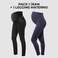 Pack Jean de Embarazo Julia negro + Leggings Premium Ohm - Ohmamá Ropa de Maternidad