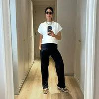 Pantalón Materno Rib espaciado Bota Recta - Ohmamá Ropa de Maternidad