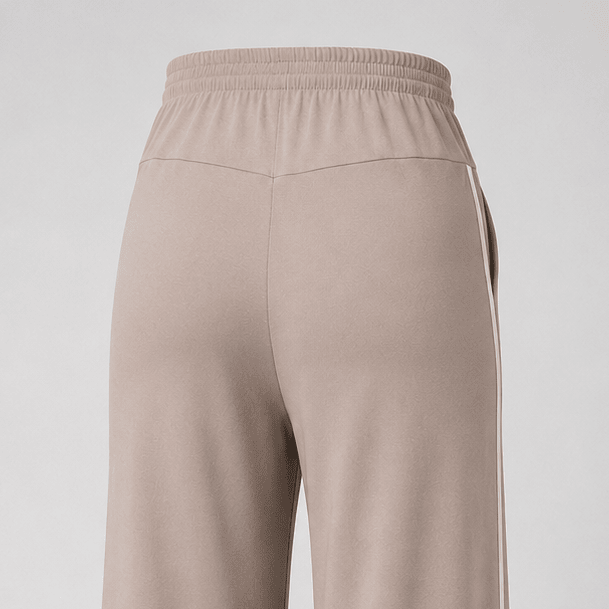 detalle Pantalón materno palazzo beige raya blanca